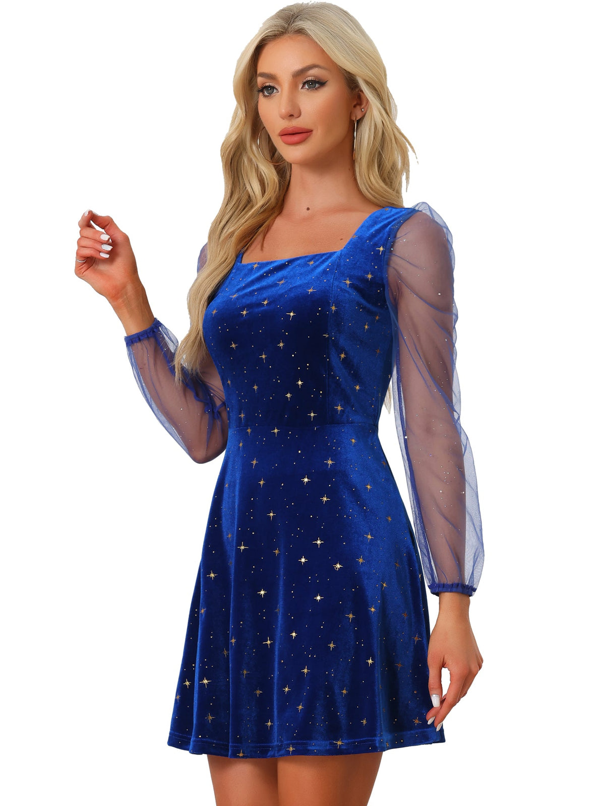 Glitter Star Square Neck Mini Dress