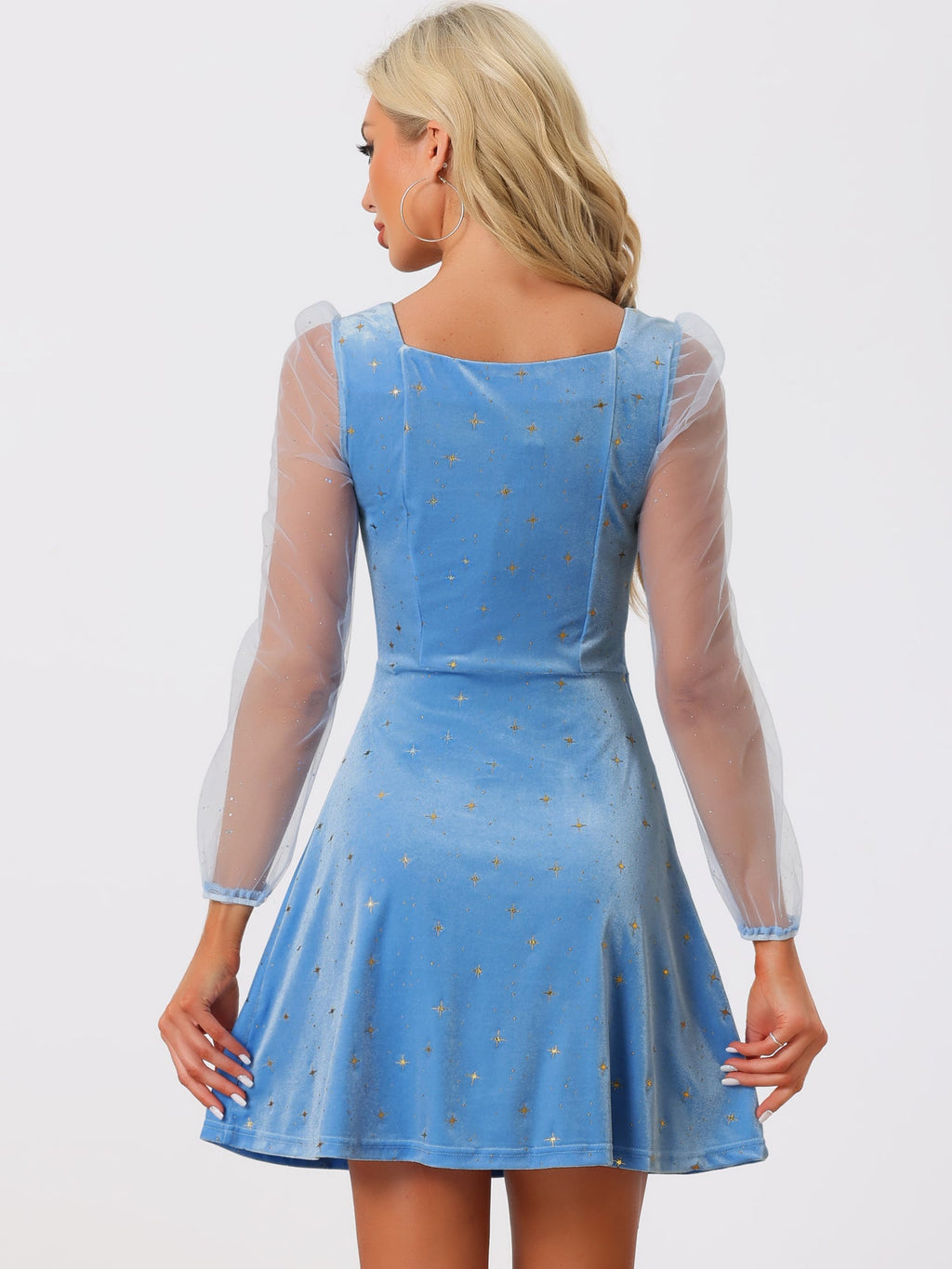 Glitter Star Square Neck Mini Dress