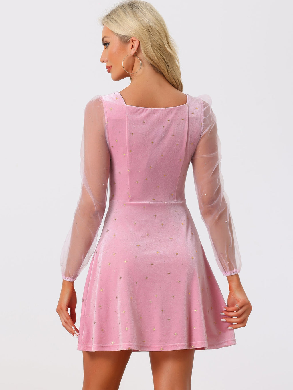 Glitter Star Square Neck Mini Dress