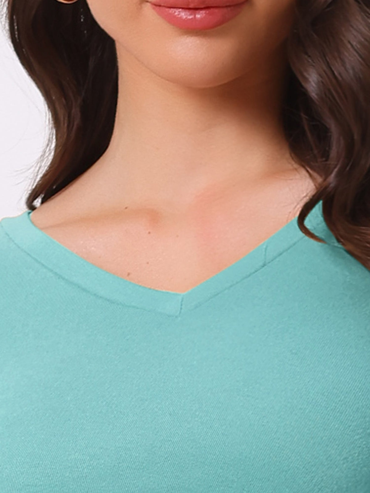 Ruched V-Neck Stretch Blouse