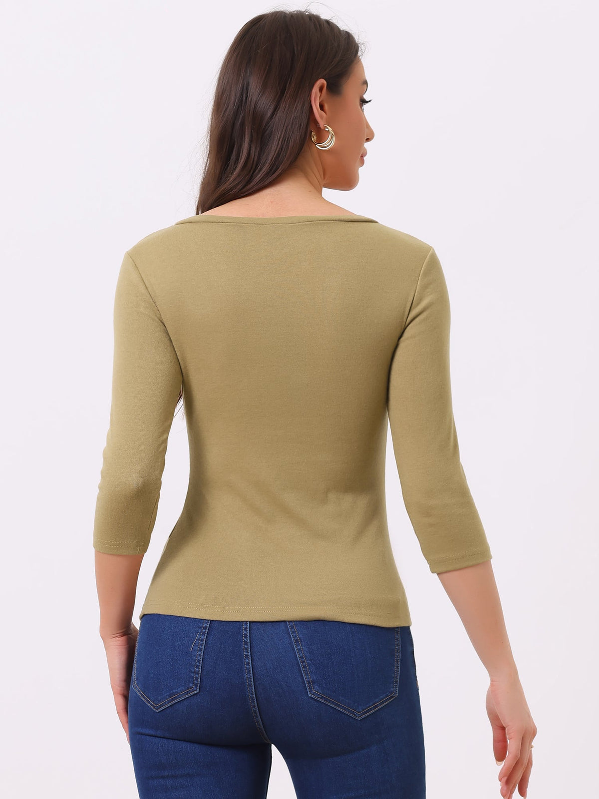 Ruched V-Neck Stretch Blouse