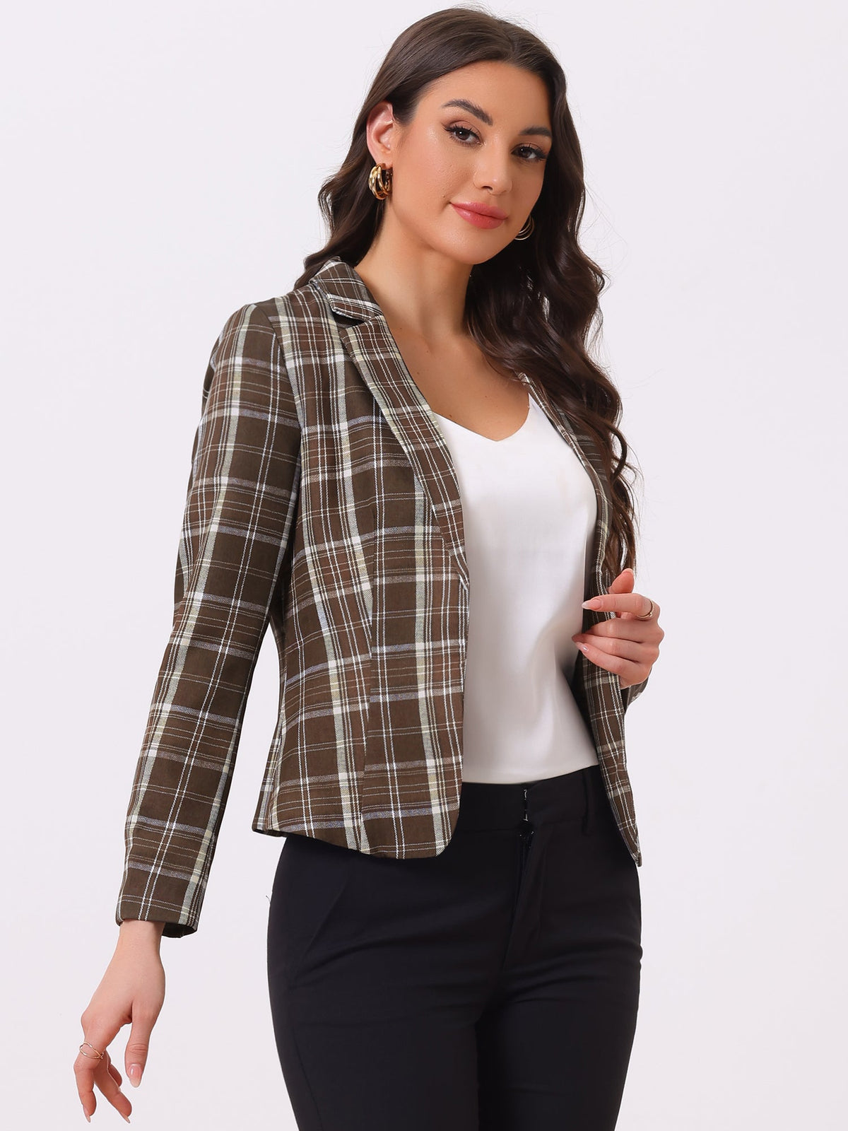 Notched Lapel Print Long-Sleeve Coat
