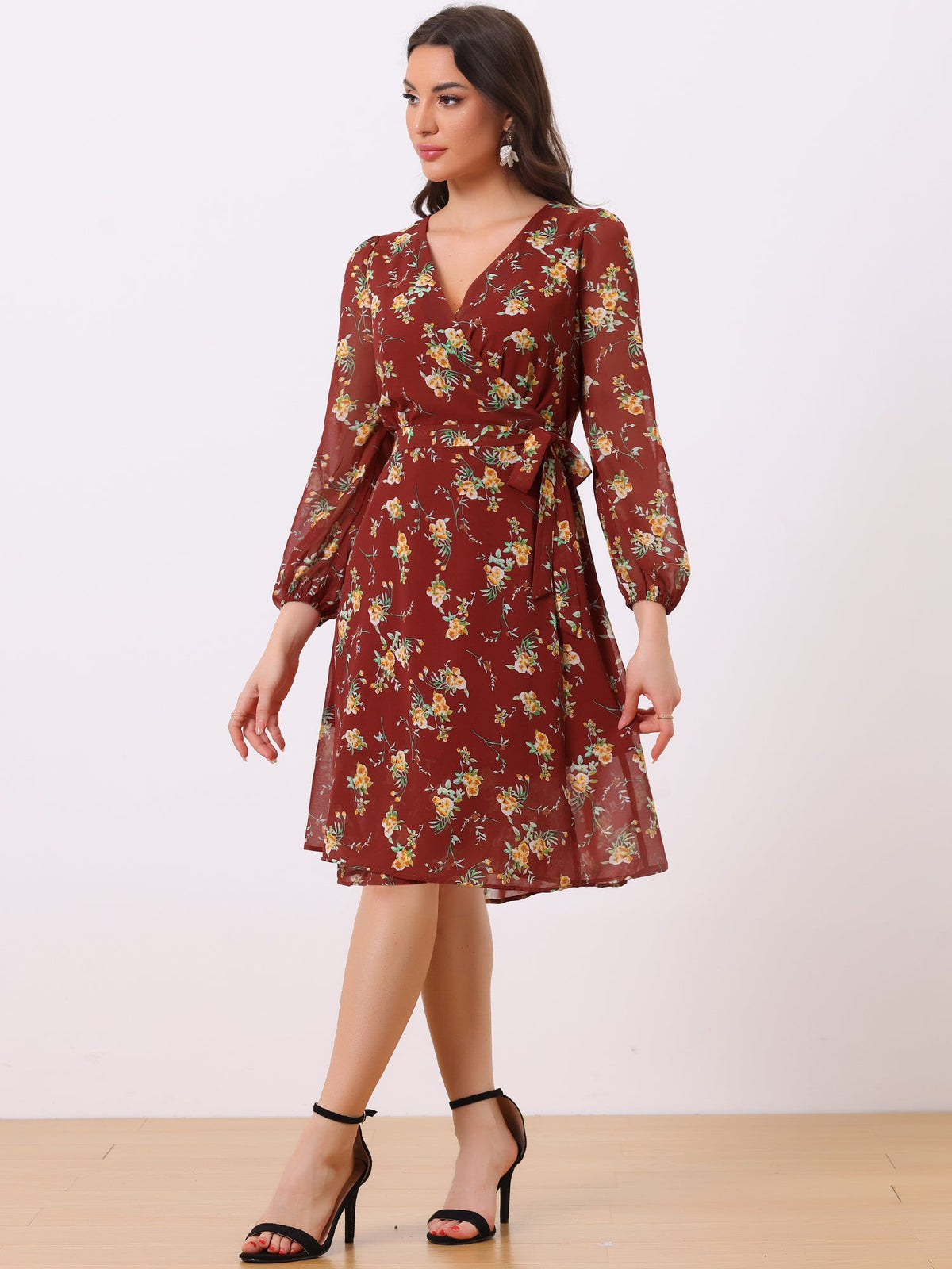 Tie Closure Sheer Long Dress