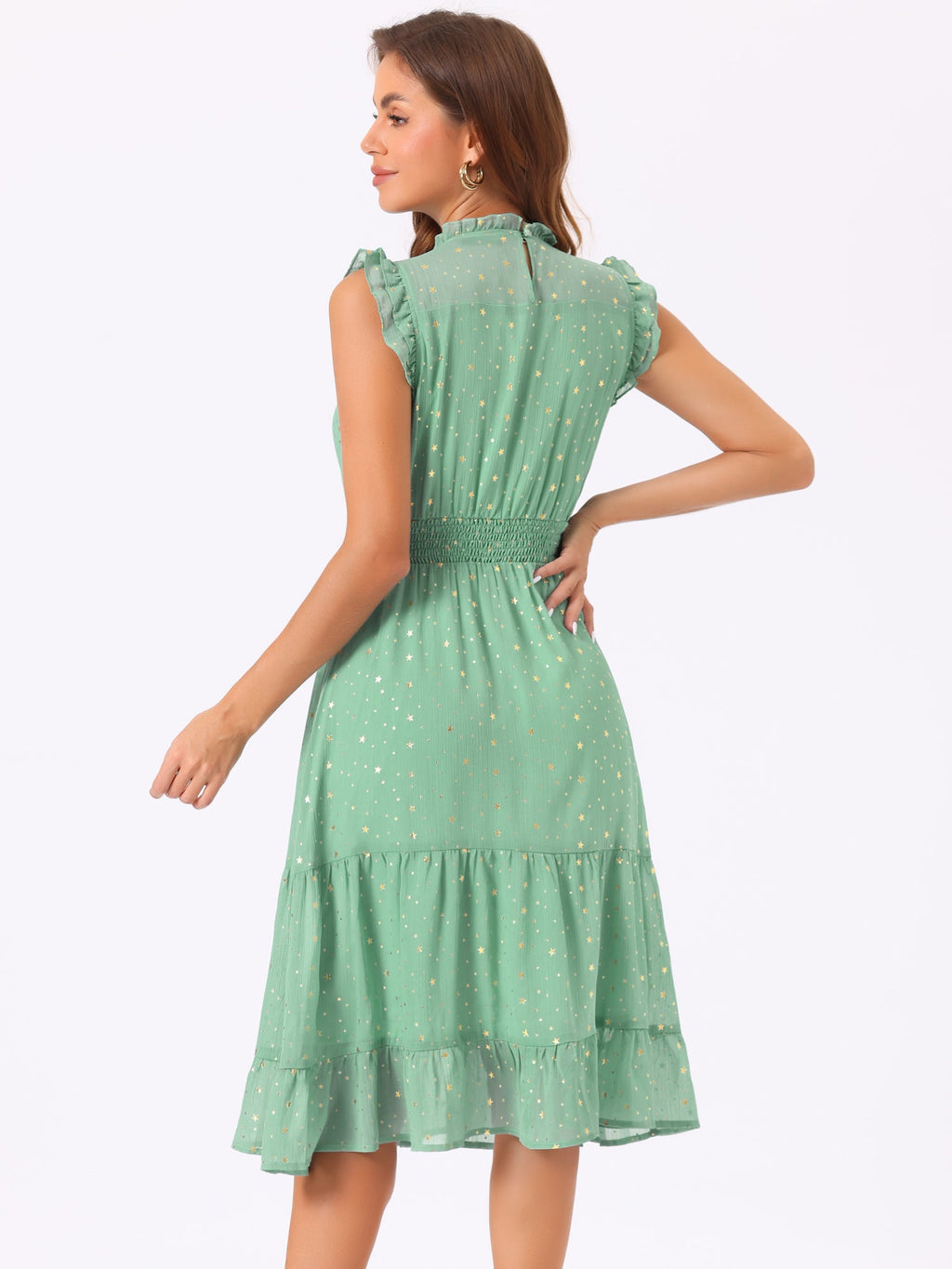 Star Print Sleeveless A-Line Dress