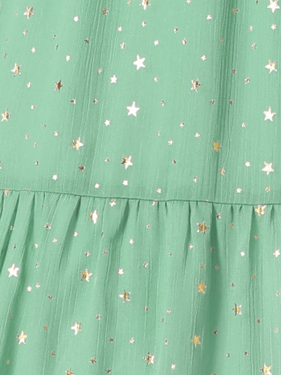 Star Print Sleeveless A-Line Dress