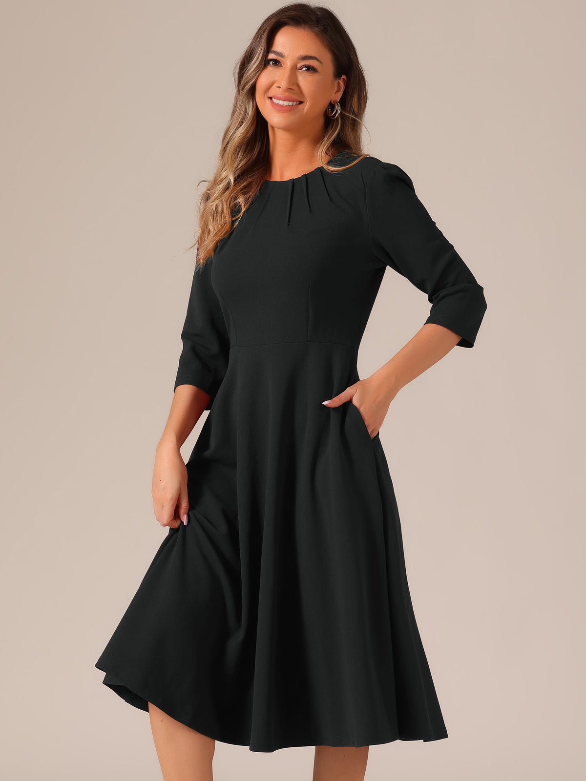 Mid-Length Linear Work Dress