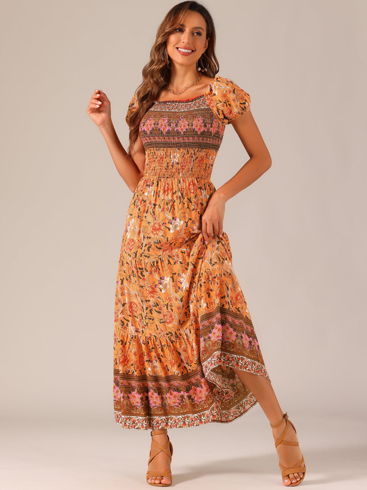 Mid-Length Short-Sleeve Dress