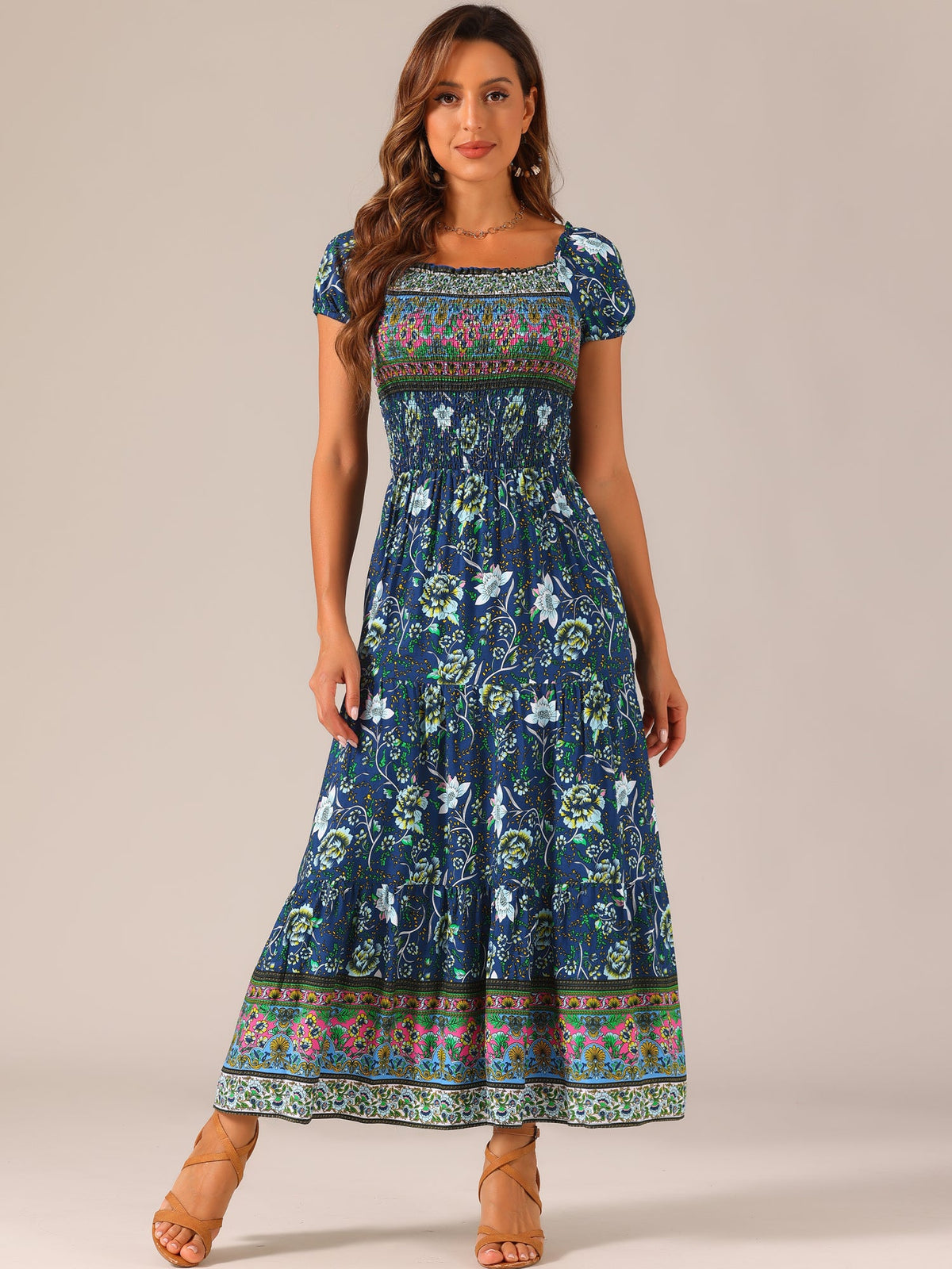 Mid-Length Short-Sleeve Dress