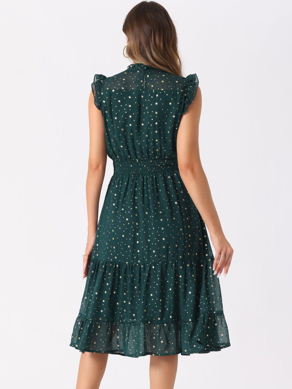Star Print Sleeveless A-Line Dress