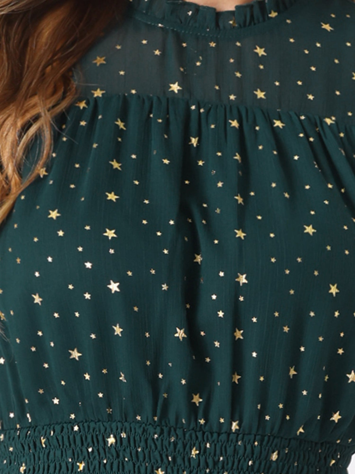 Star Print Sleeveless A-Line Dress