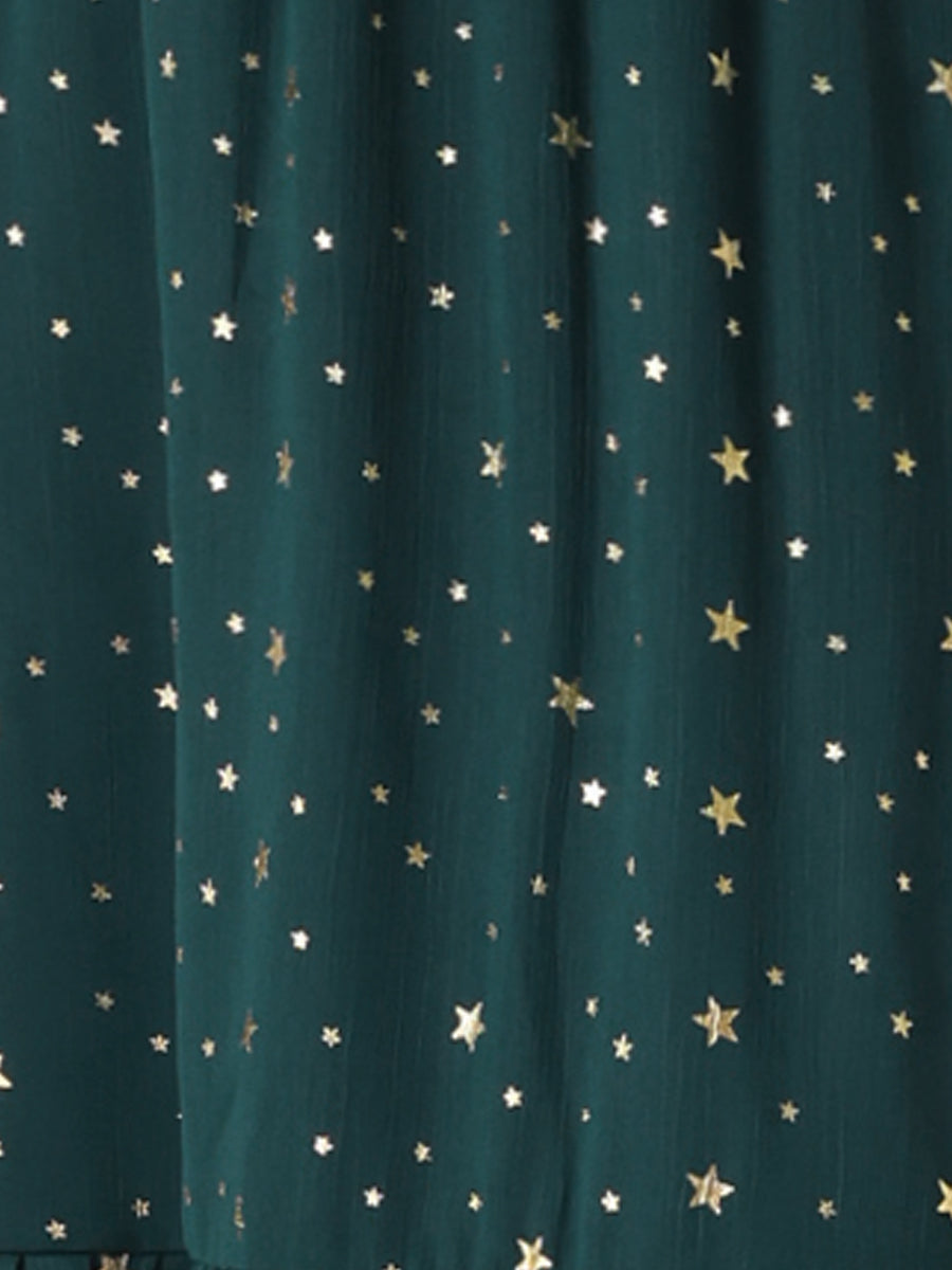 Star Print Sleeveless A-Line Dress