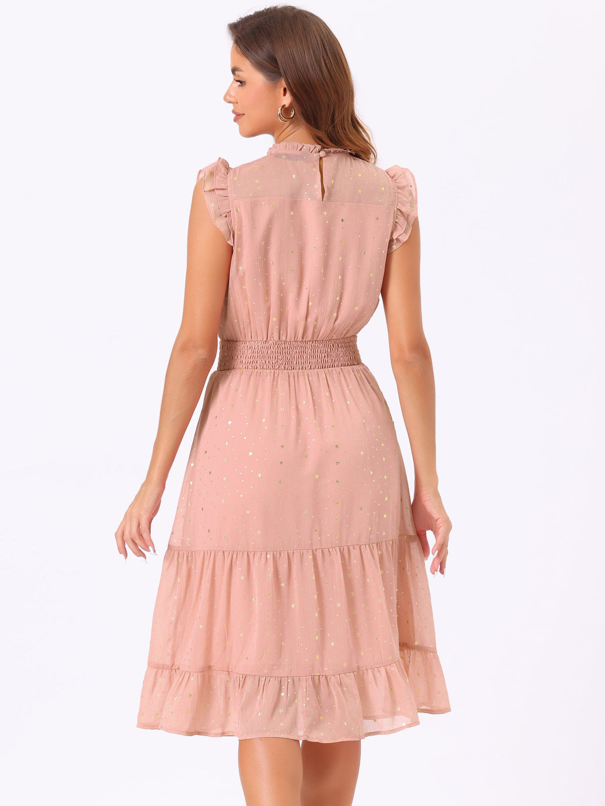 Star Print Sleeveless A-Line Dress