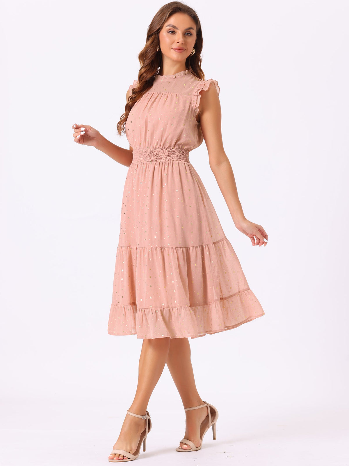 Star Print Sleeveless A-Line Dress