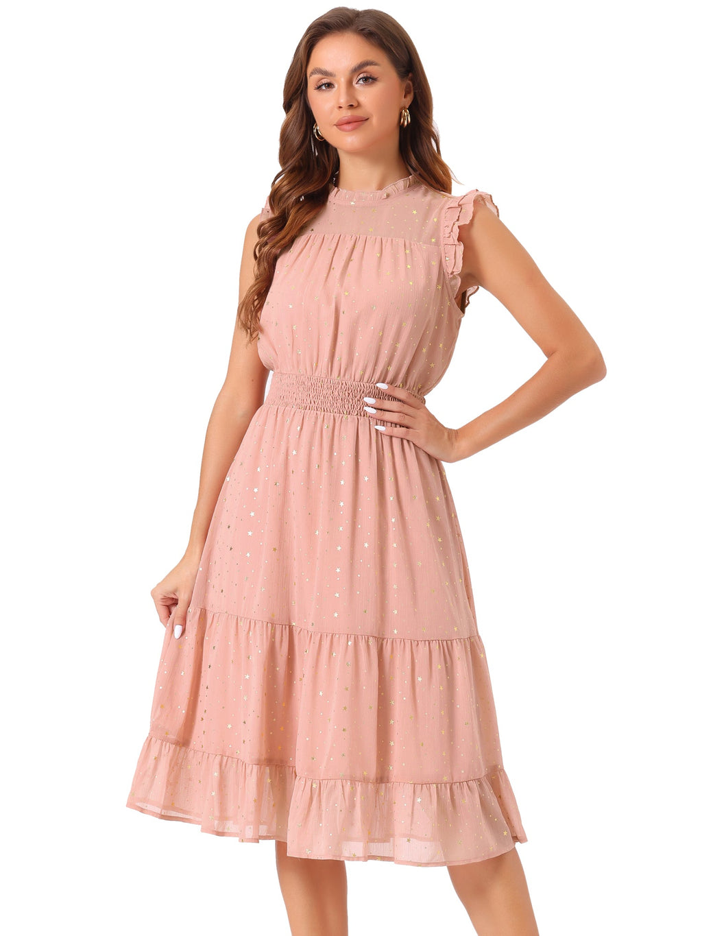 Star Print Sleeveless A-Line Dress