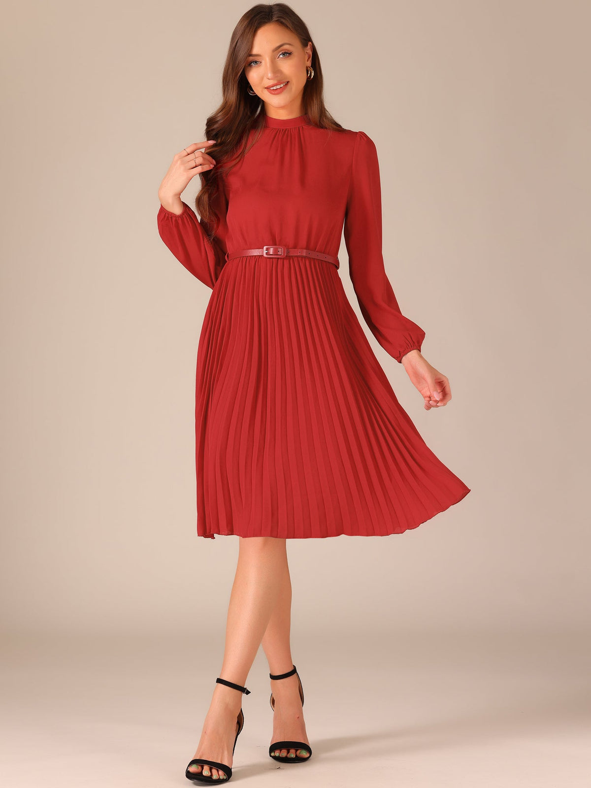 Solid Long-Sleeve Shirt Dress