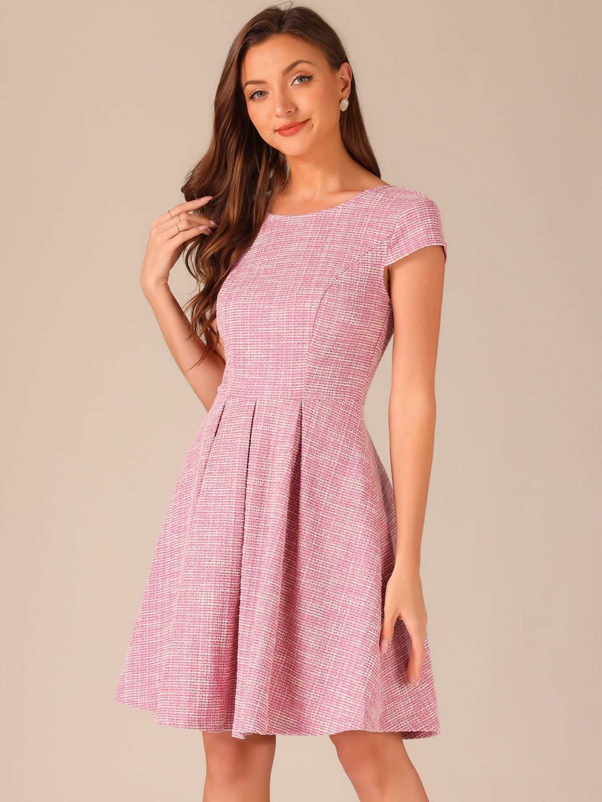 Stretch Polyester Above-Knee Dress