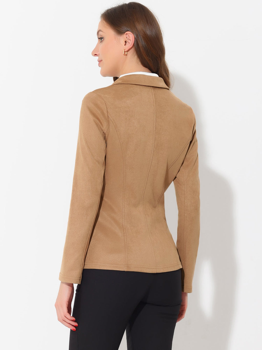 Stretch Solid Faux Suede Blazer