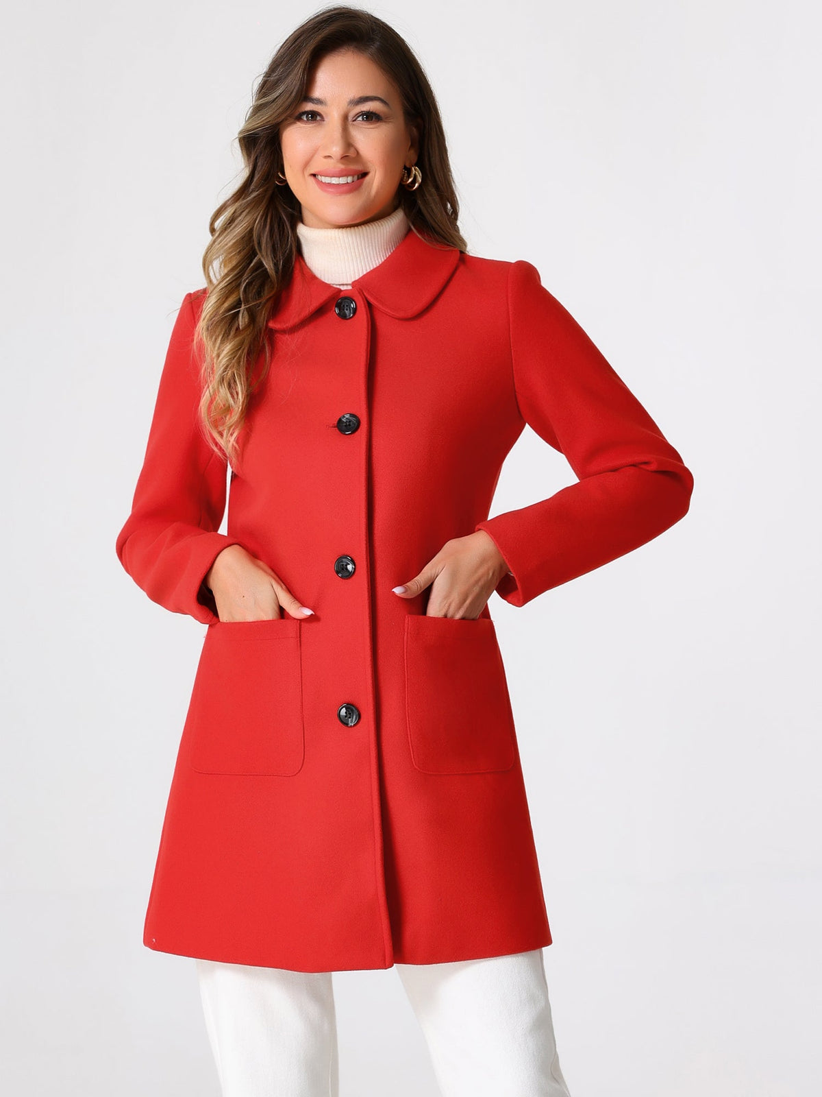 Turn-Down Collar Structured Overcoat