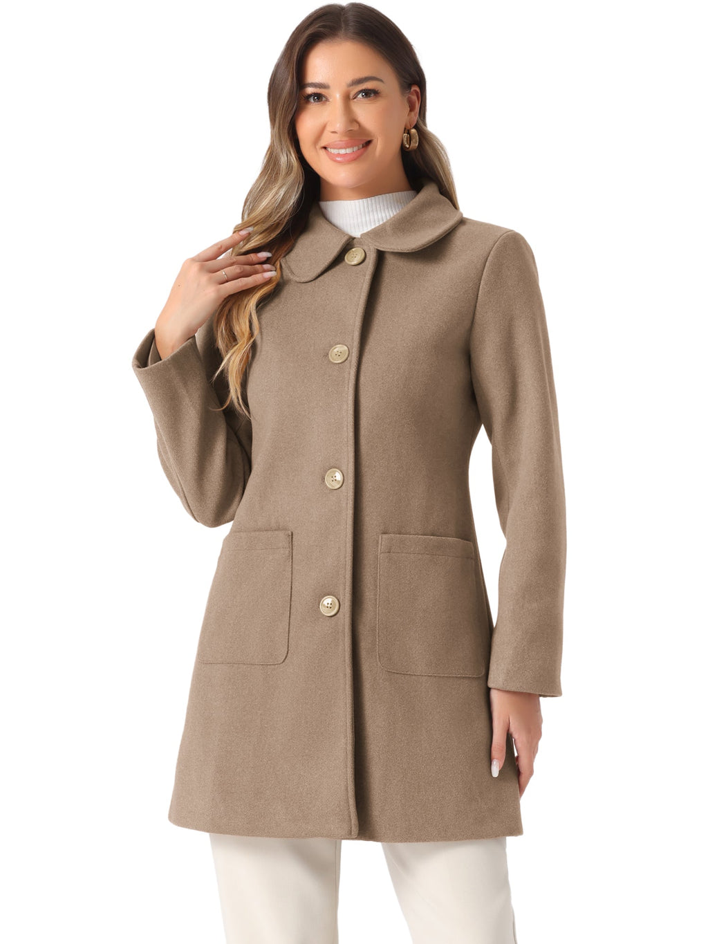 Turn-Down Collar Structured Overcoat