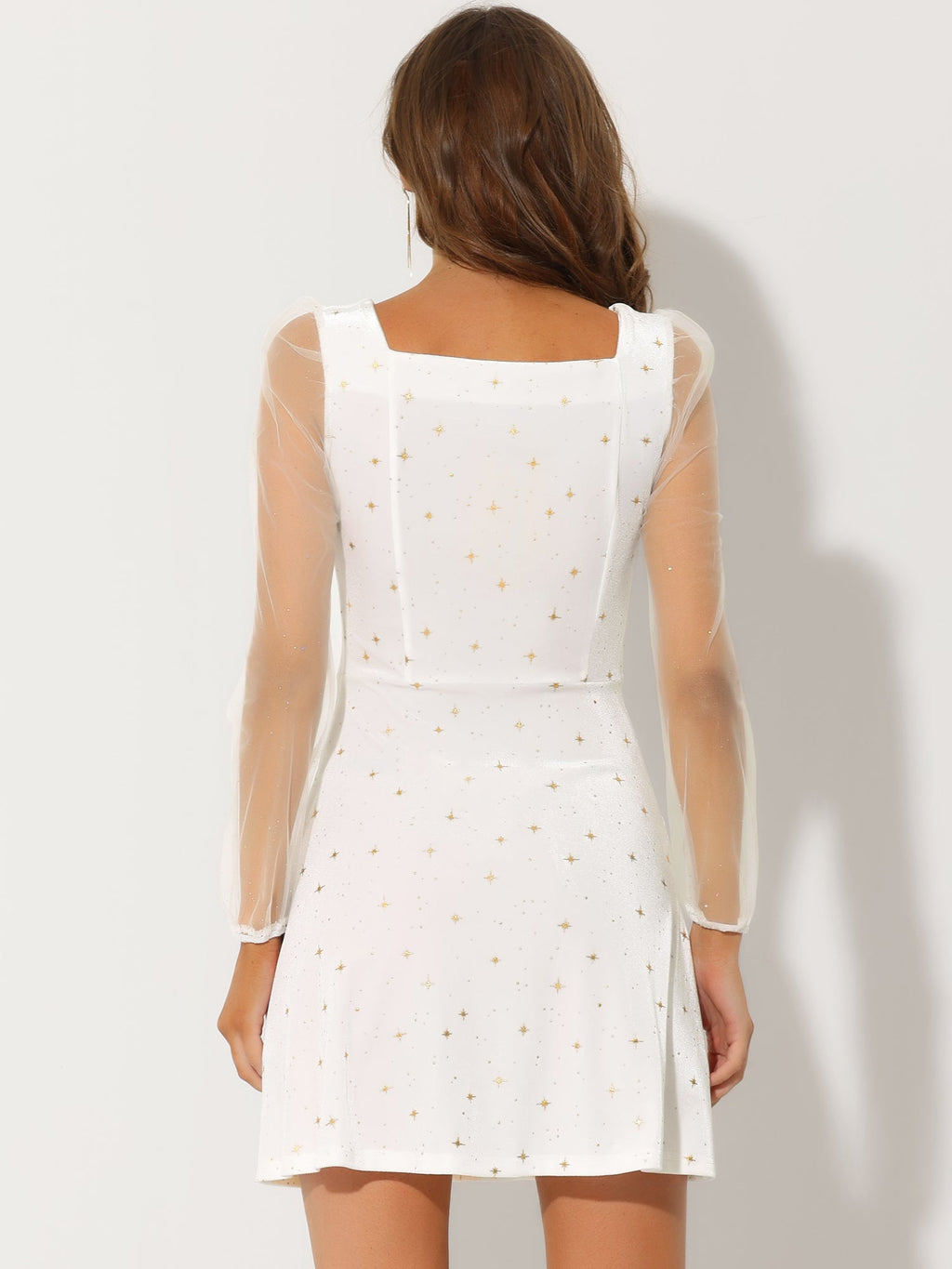 Glitter Star Square Neck Mini Dress