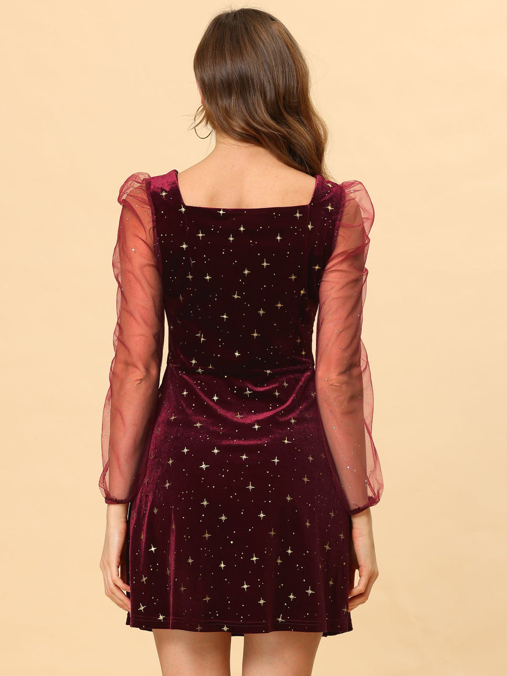 Glitter Star Square Neck Mini Dress