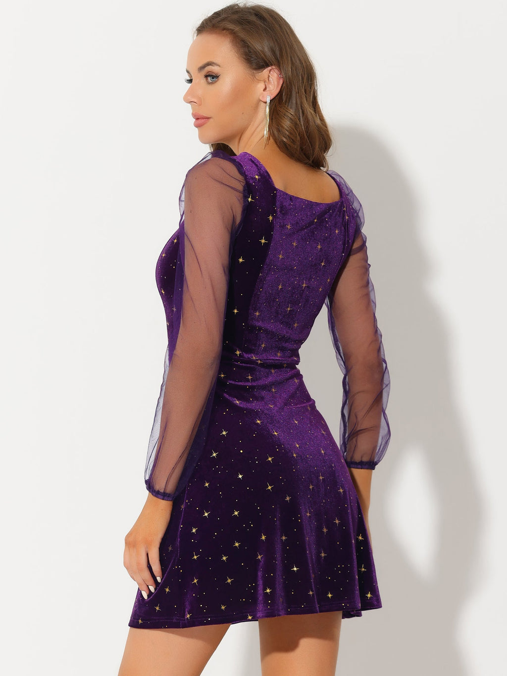Glitter Star Square Neck Mini Dress