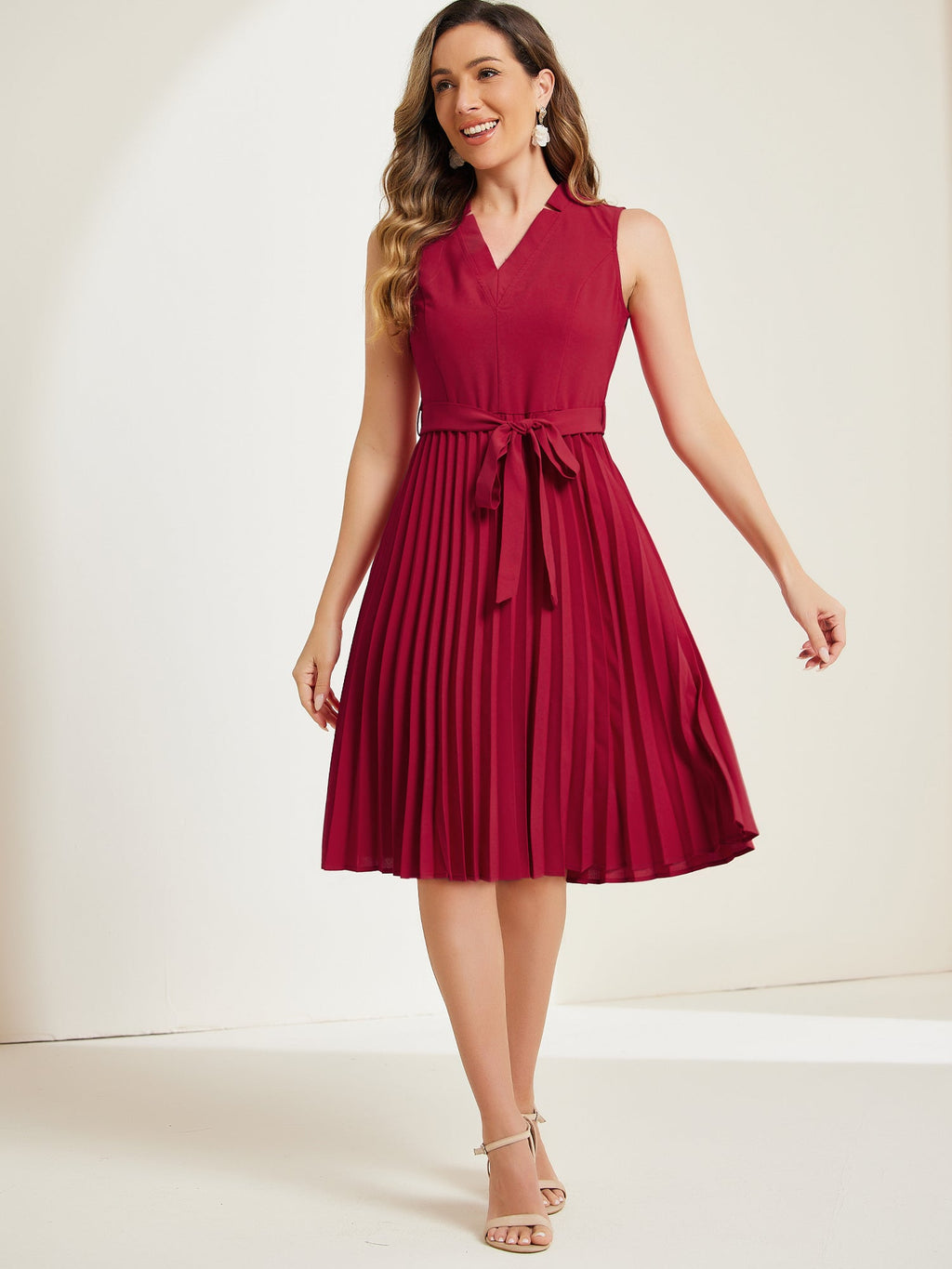 Knee-Length Solid Casual Dress