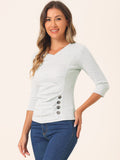 Ruched V-Neck Stretch Blouse