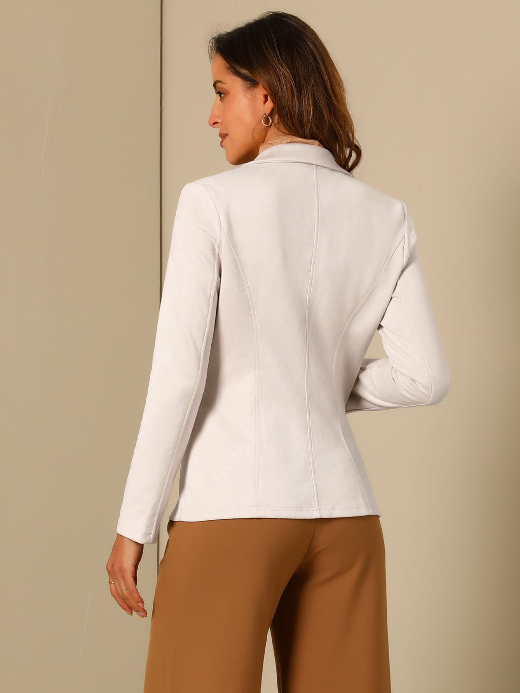 Stretch Solid Faux Suede Blazer