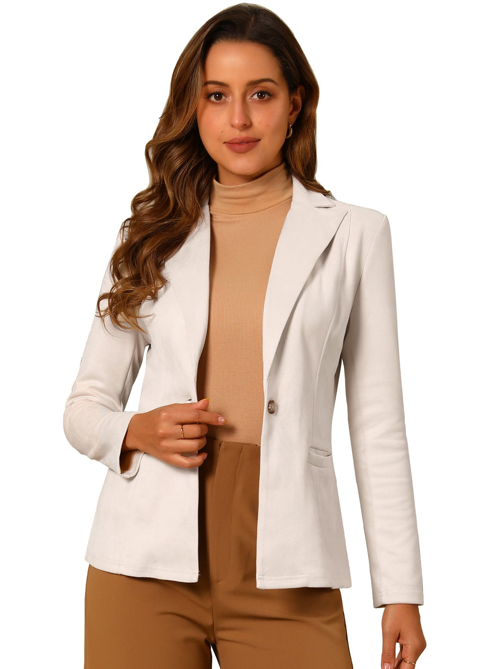 Stretch Solid Faux Suede Blazer