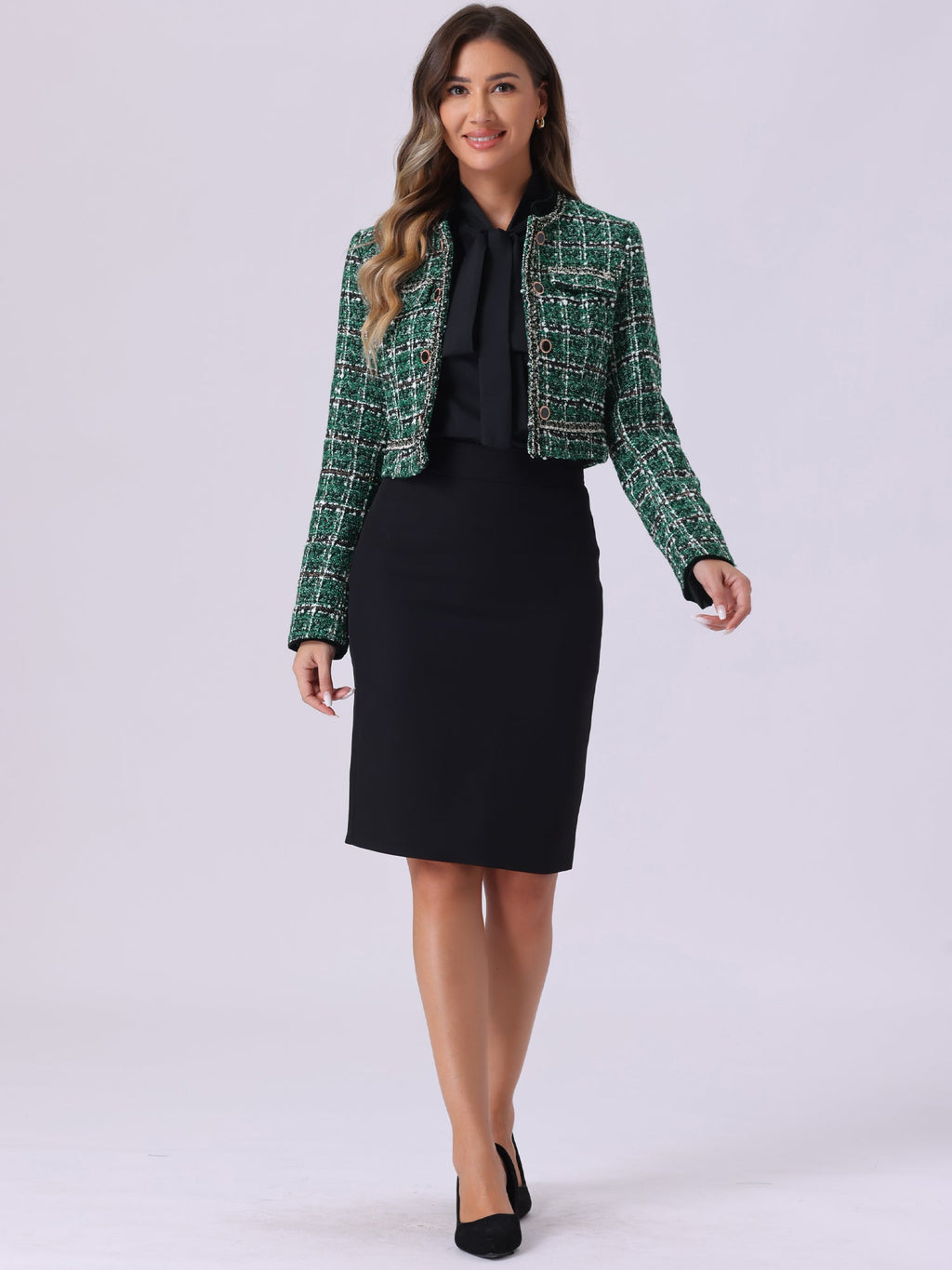Classic Plaid Longline Blazer