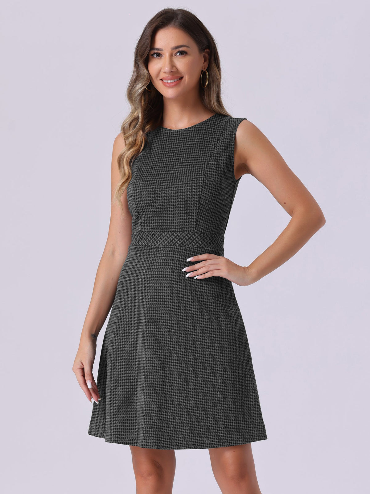 Round-Neck Sleeveless Fit-and-Flare Dress