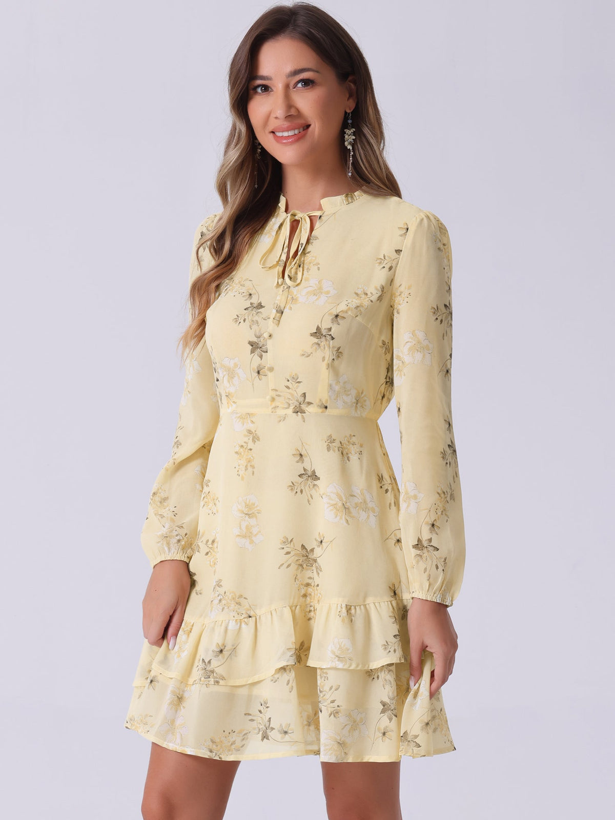 Floral Mini Long-Sleeve Dress