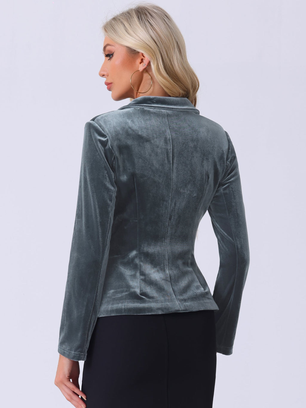 Button-Down Drape Velvet Blazer