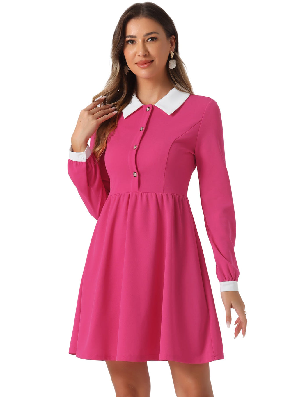 Concealed Zipper Long-Sleeve Dress