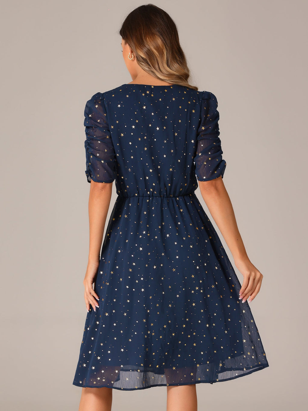 Short Sleeve Metallic Casual Dress