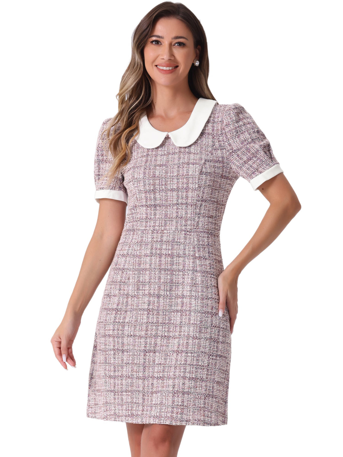 Spring Plaid Short-Sleeve Dress