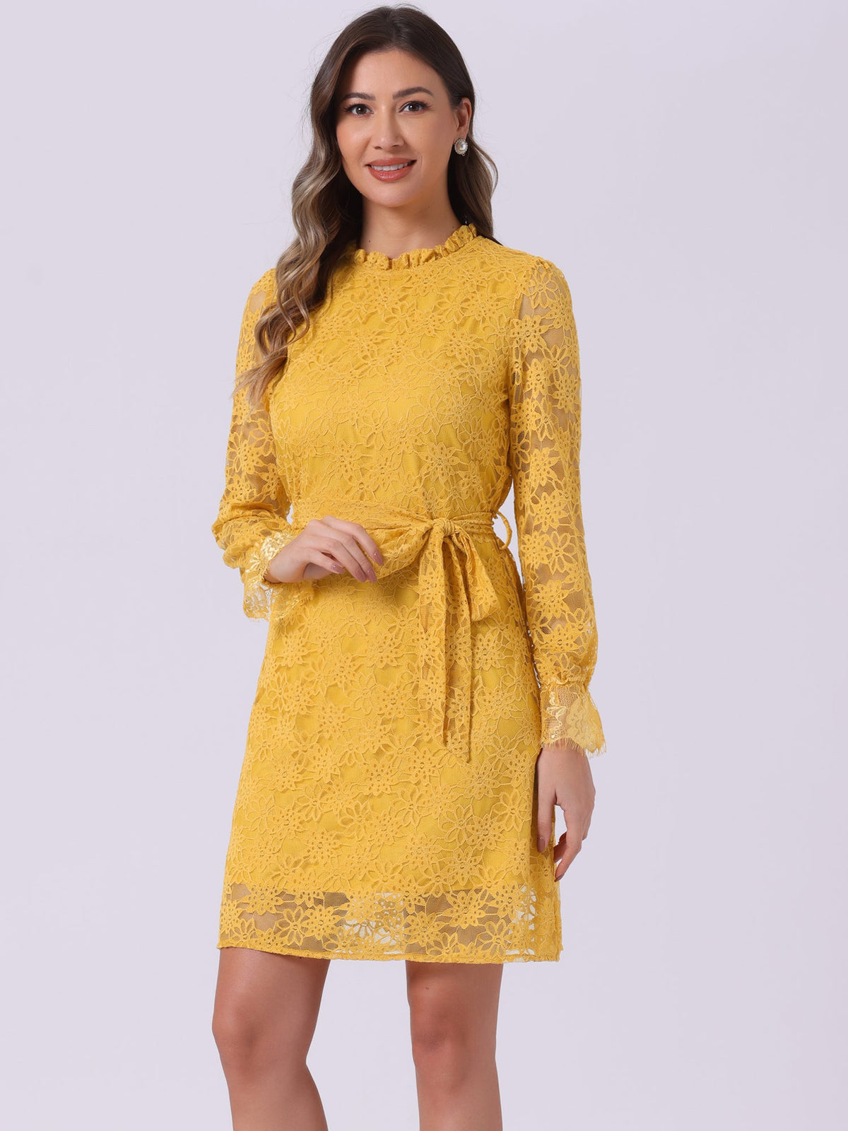 Floral Lace Crew Neck Dress