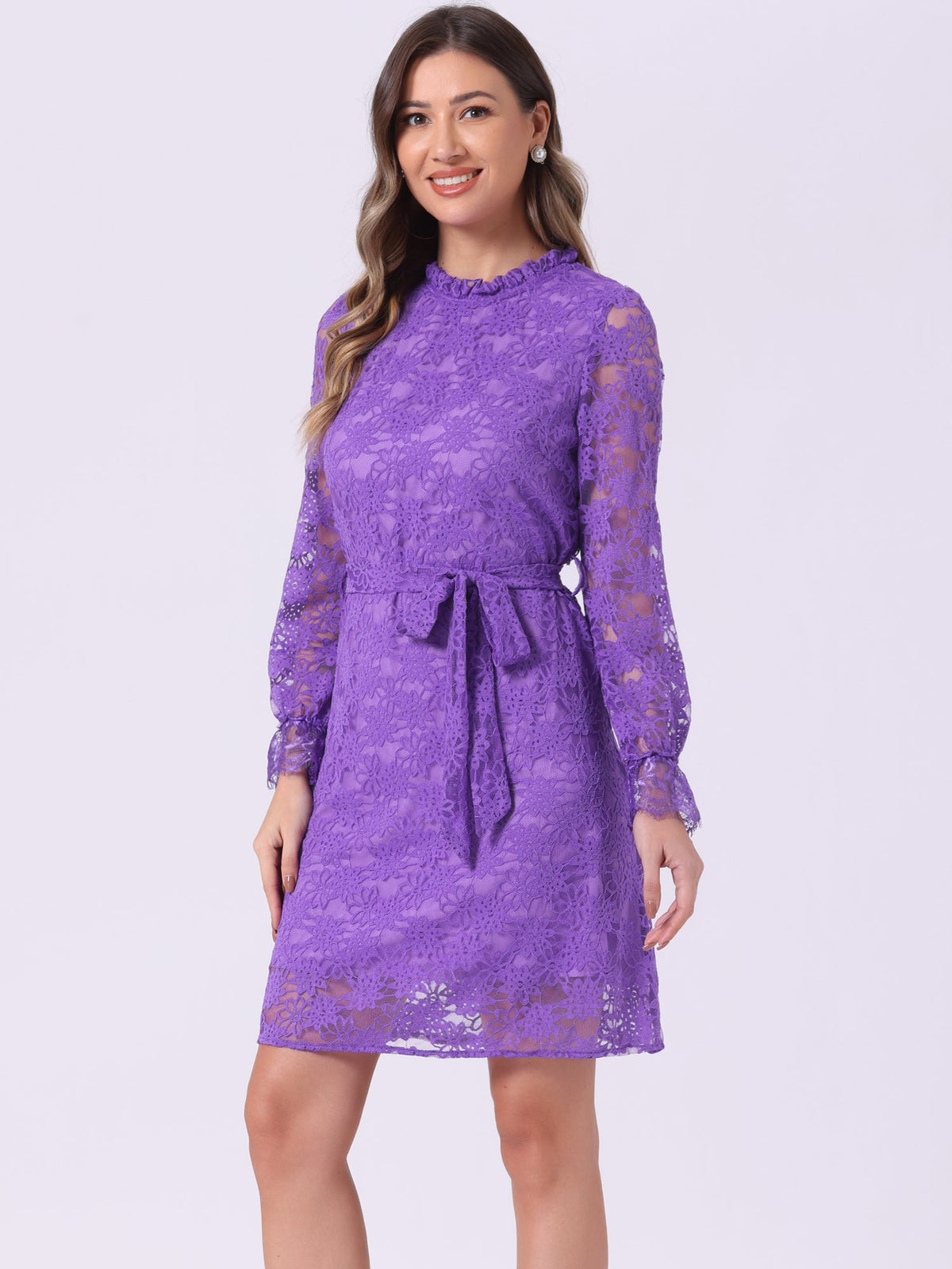 Floral Lace Crew Neck Dress