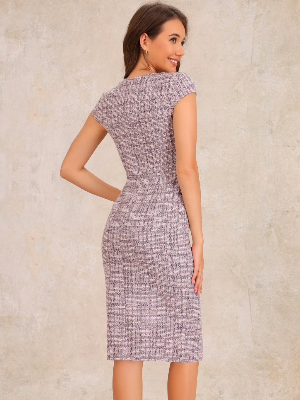 Plaid High-Waist Stretch Dress