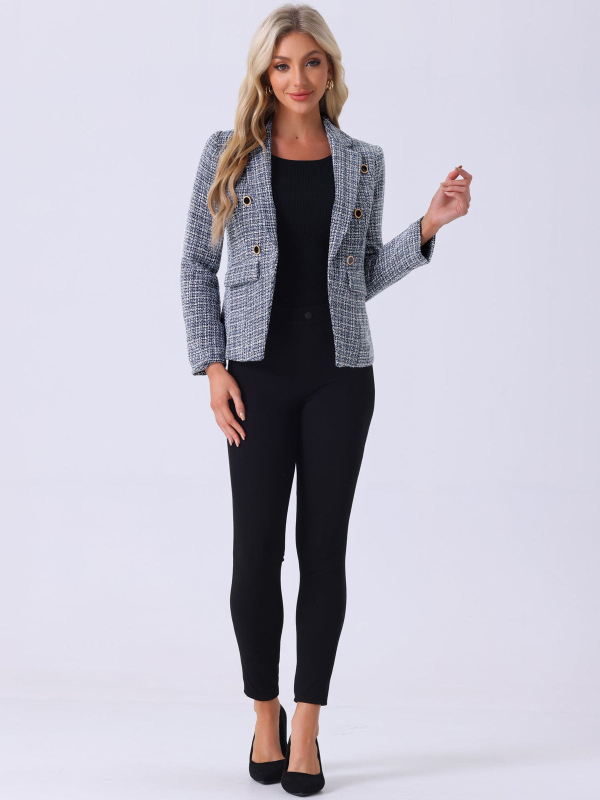 Tailored Button-Accent Blazer