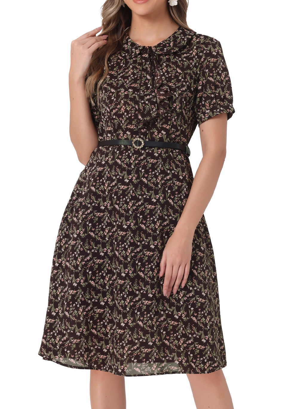 Button Cuff Hidden Zip Dress