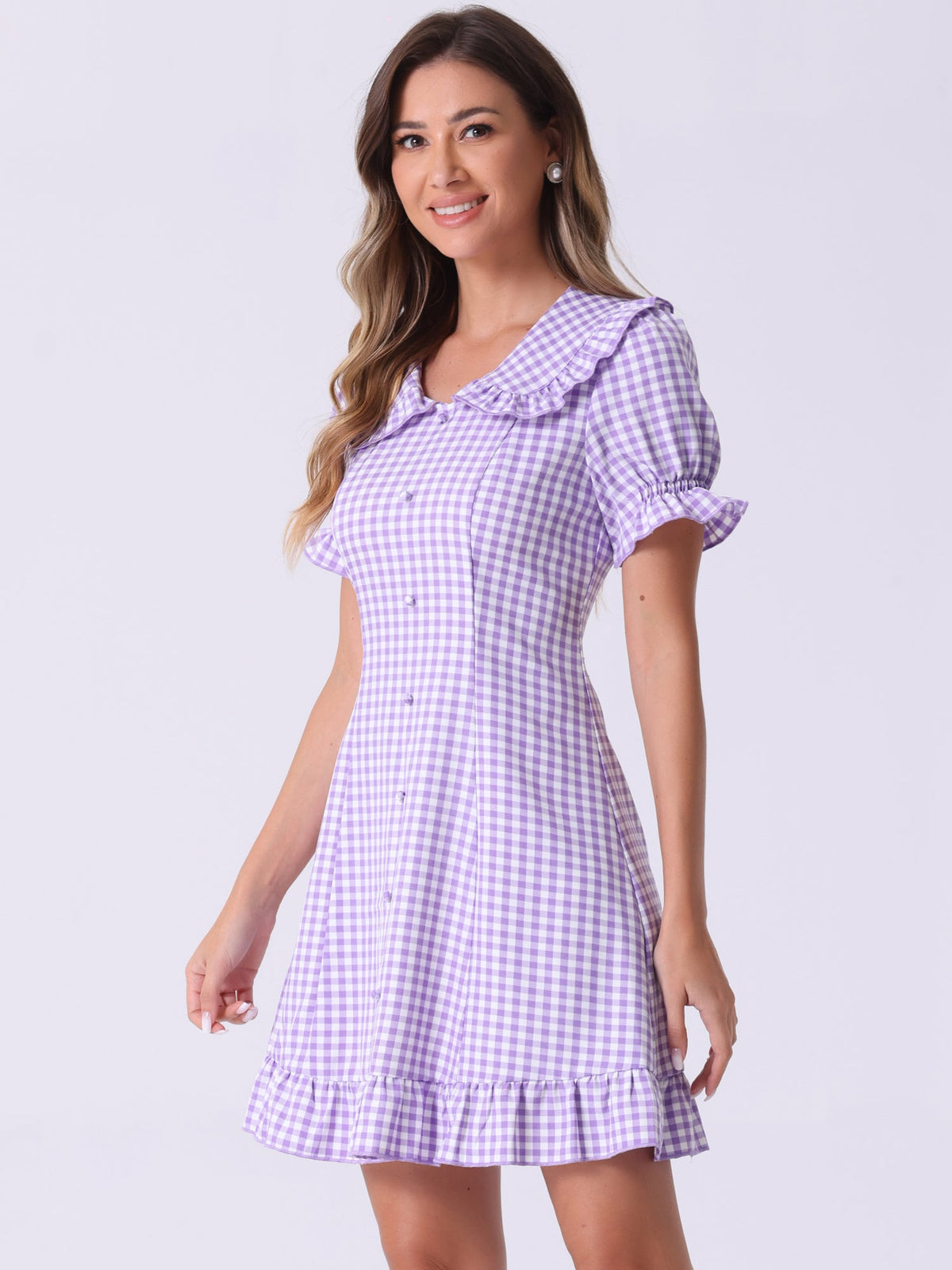 Puff Sleeve Ruffle Above-Knee Dress