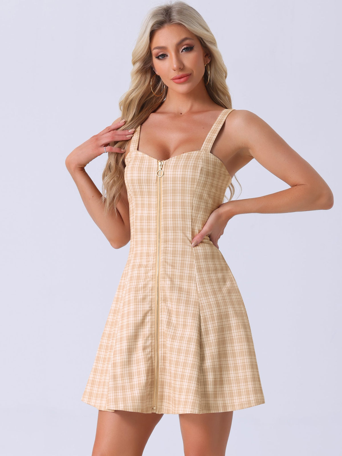 Plaid Sleeveless A-Line Dress