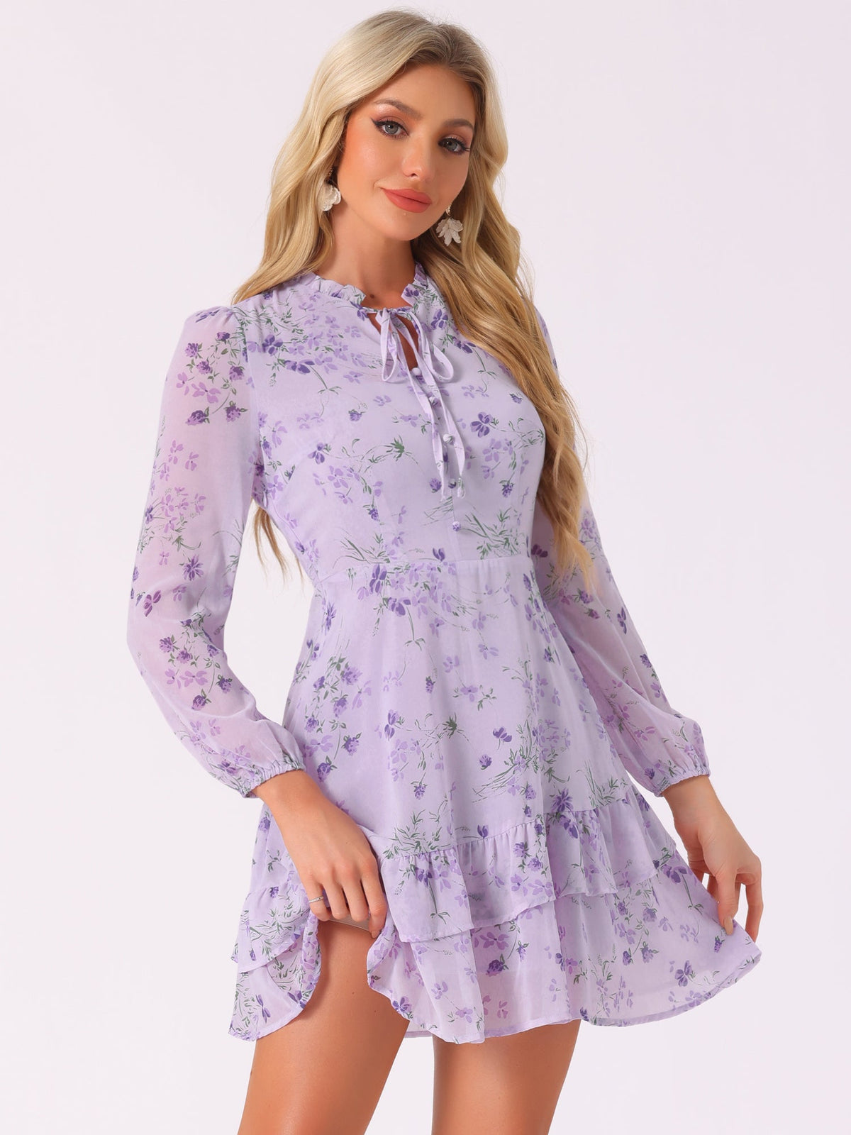 Floral Mini Long-Sleeve Dress