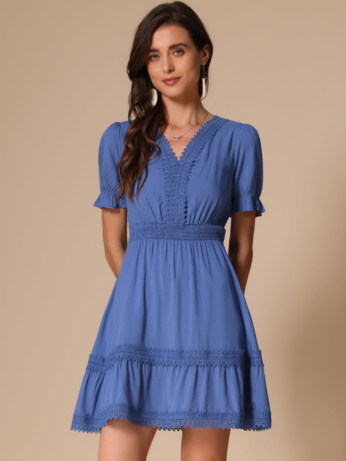 Crochet Lace Pleated Dress