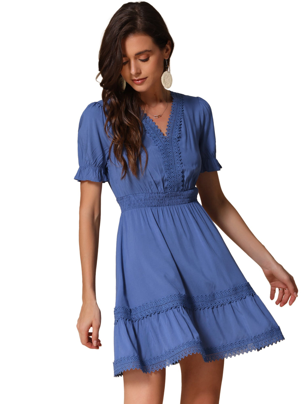 Crochet Lace Pleated Dress