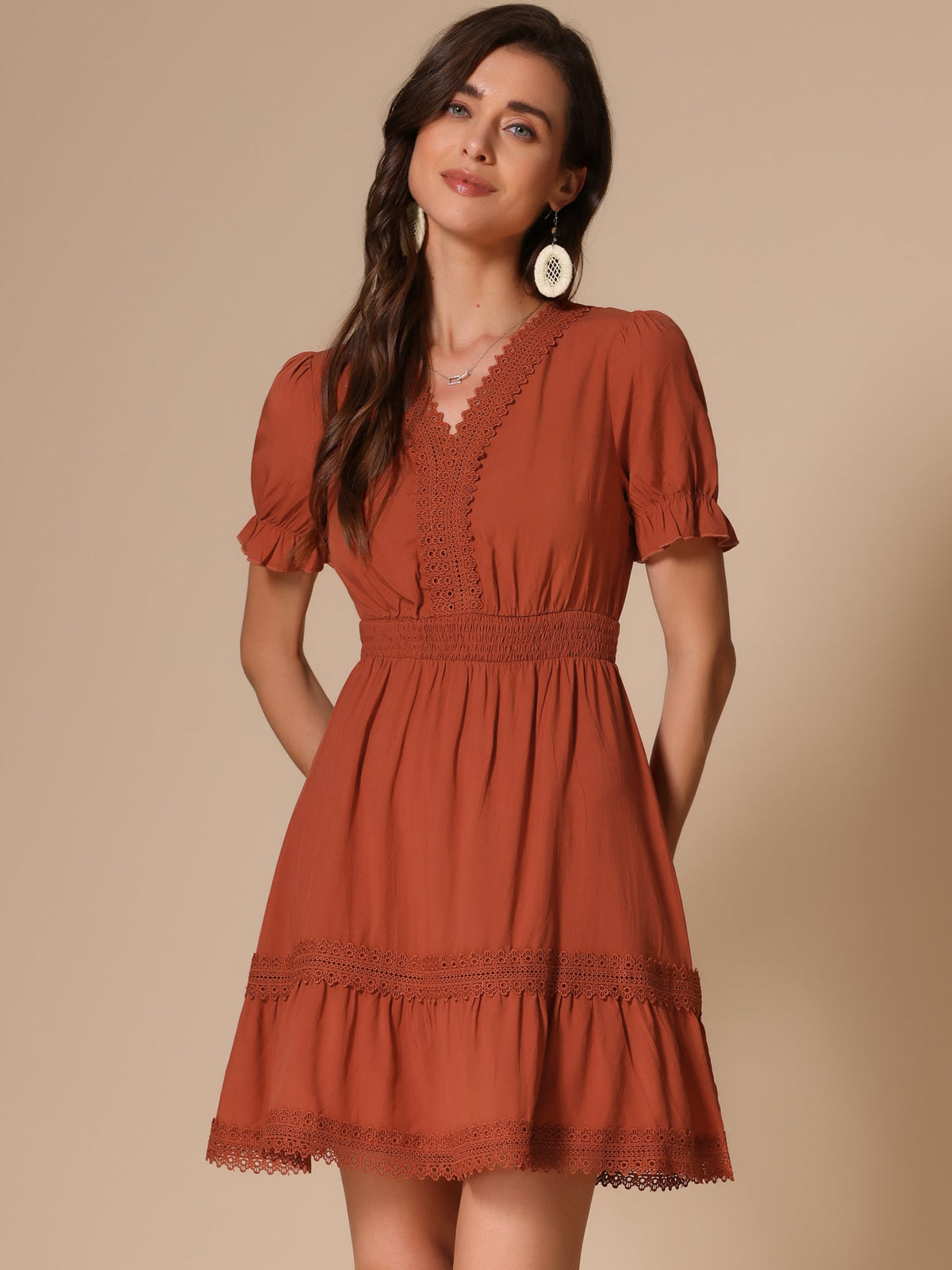 Crochet Lace Pleated Dress