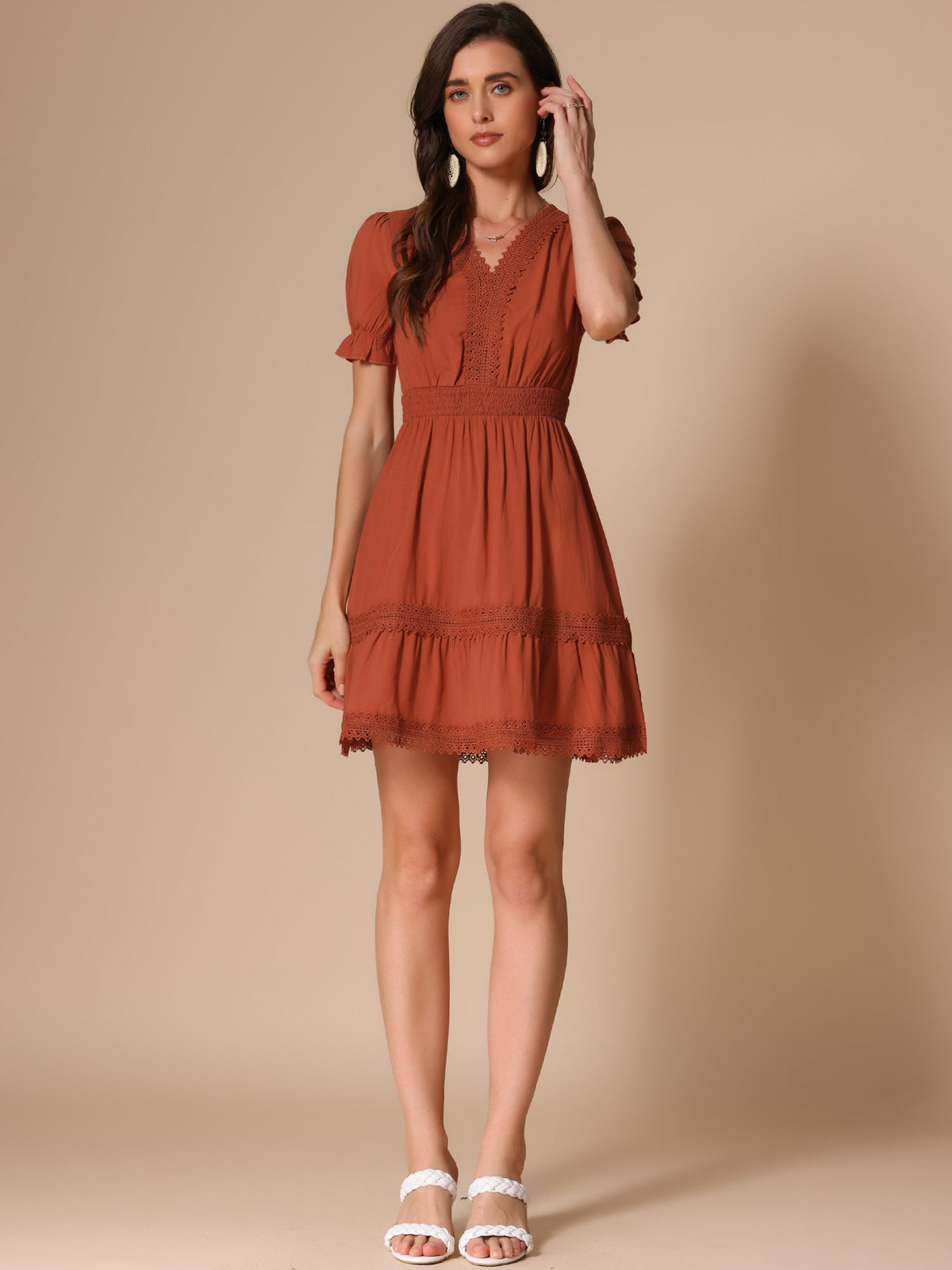Crochet Lace Pleated Dress