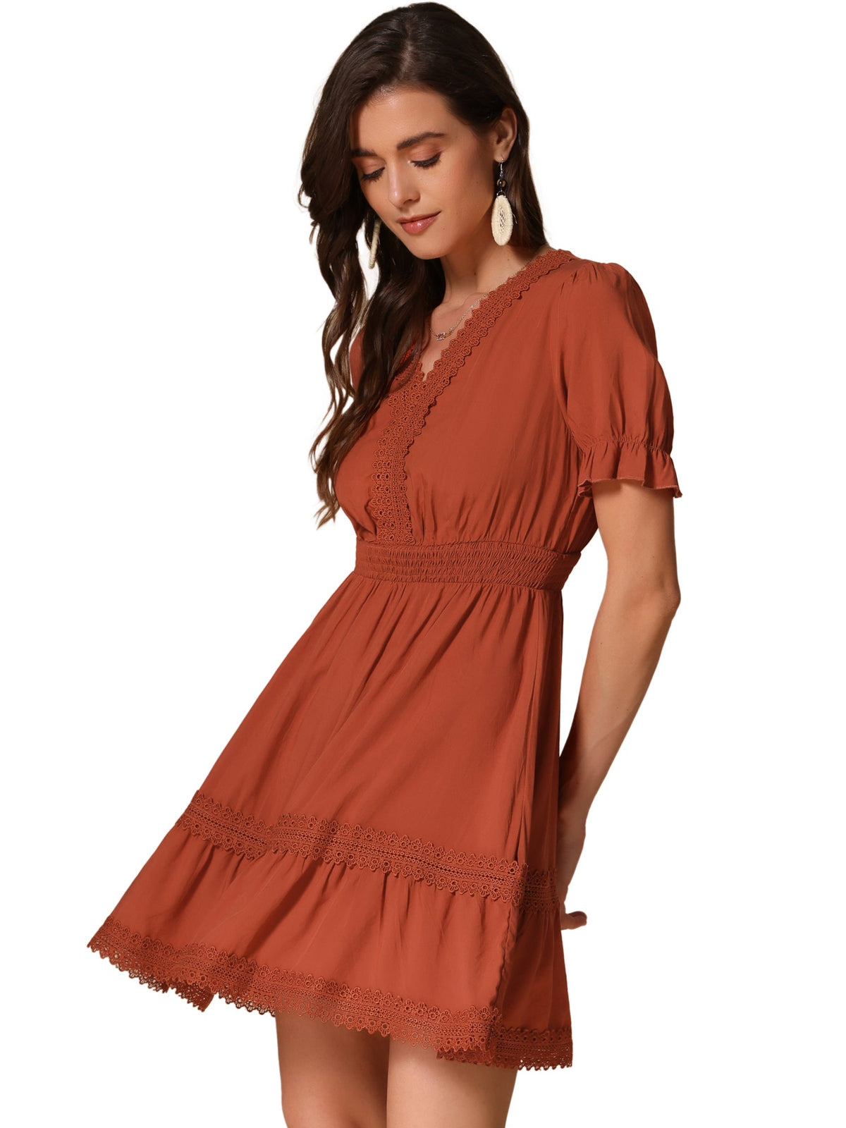 Crochet Lace Pleated Dress